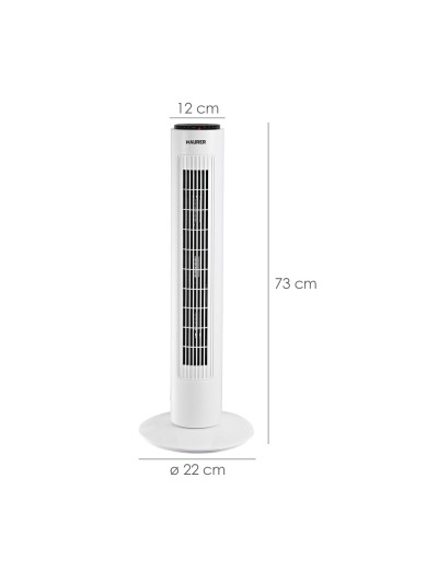 Ventilador Maurer Torre 73 cm 3 Velocidades. Funcion Oscilante. Con Temporizador y Mando a Distancia.