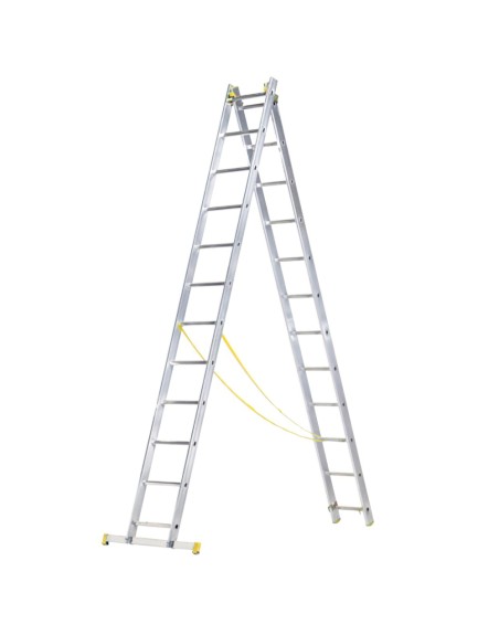 Escalera Aluminio 2 Tramos 12+12 Peldaños. Plegable, Antideslizante, Resistente
