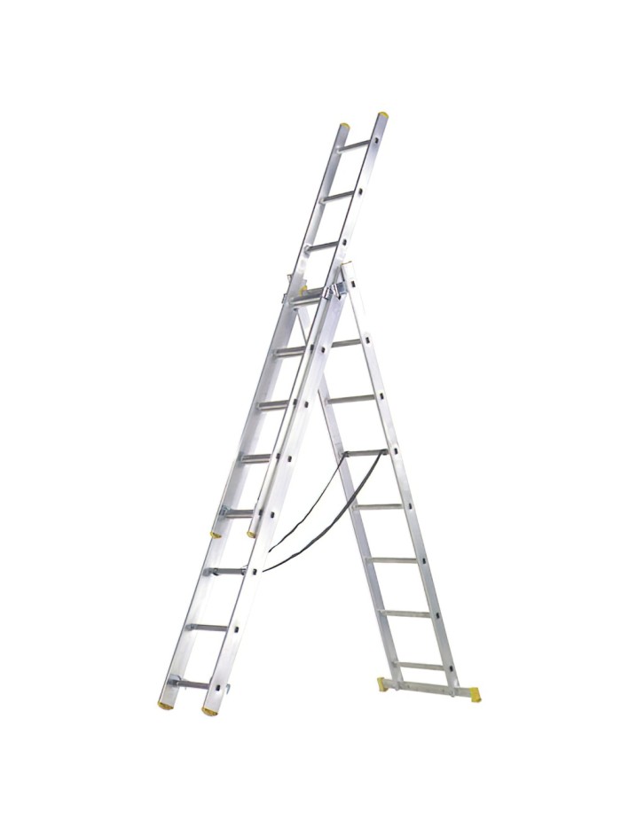 Escalera Aluminio 3 Tramos 9+9+9 Peldaños.Plegable, Telescópica, Antideslizante, Resistente.