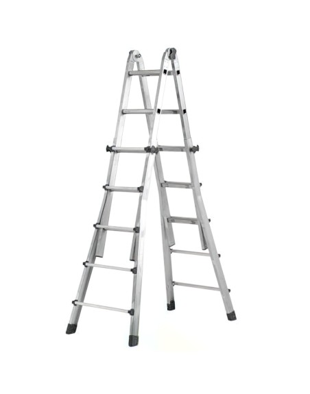 Escalera Telescópica Aluminio  4+4 Peldaños Perfil 67 mm.