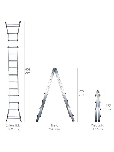 Escalera Telescópica Aluminio  6+6 Peldaños Perfil 67 mm.