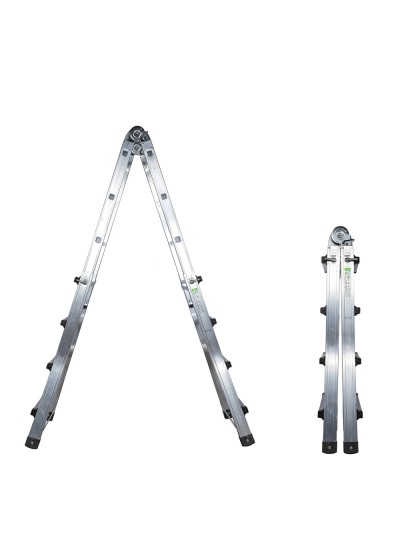 Escalera Telescópica Aluminio  6+6 Peldaños Perfil 67 mm.