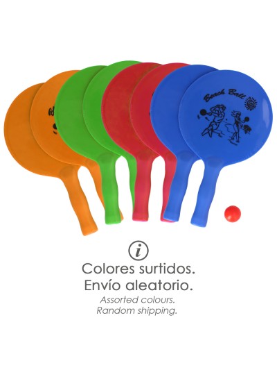 Raquetas Palas Playa Con Pelota Ø 22,5 cm. x 38,5 (Alt.) cm. Resistente Al Agua y Al Sol. Raqueta de Playa, Palas Playa.