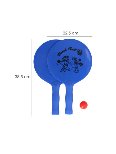 Raquetas Palas Playa Con Pelota Ø 22,5 cm. x 38,5 (Alt.) cm. Resistente Al Agua y Al Sol. Raqueta de Playa, Palas Playa.