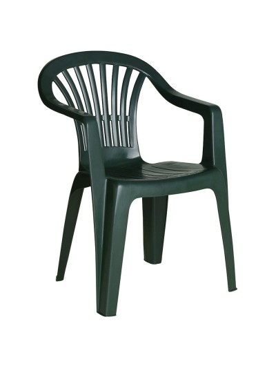 Silla Respaldo Bajo Resina Monobloc, Color Verde, Modelo  Lyra