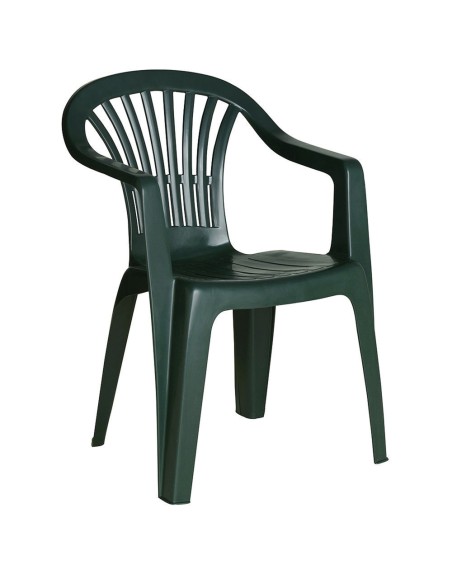 Silla Respaldo Bajo Resina Monobloc, Color Verde, Modelo  Lyra