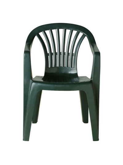 Silla Respaldo Bajo Resina Monobloc, Color Verde, Modelo  Lyra