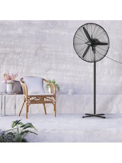 Ventilador Pie Ø 70 x195 cm. Negro 190 W. Oscilación Automatica, Altura Regulable, Cabezal Inclinable, Base Estable 60x60 cm.