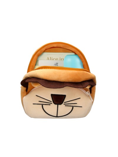 Cartera preescolar liderpapel mochila infantil peluche leon 260x100x240 mm