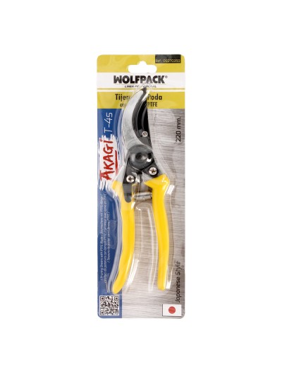 Tijeras Podar 1 Mano Japonesa Akagi T-4S  220 mm. Mangos Aluminio Endurecido, Hoja Recubierta PTFE