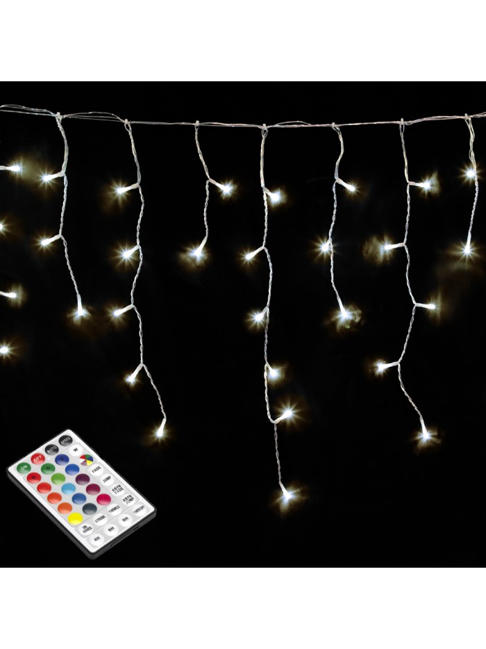 Guirnalda Luces Navidad Cortina x3 Metros 600 Leds Blanco Calido. Luz Navidad Interiores y Exteriores Ip44. Cable Transparente