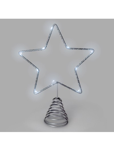 Guirnalda Adorno Luces Navidad Estrella Arbol Navidad Luz Blanco Frio. 10 Leds. Uso Interno Protección IP20. 2 Baterias AA