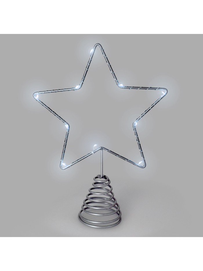 Guirnalda Adorno Luces Navidad Estrella Arbol Navidad Luz Blanco Frio. 10 Leds. Uso Interno Protección IP20. 2 Baterias AA
