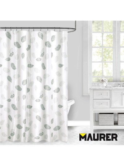 Cortina Ducha Tela Hojas 180 x 200 cm. Cortina baño, Cortina Tela Impermeable Con Anillas