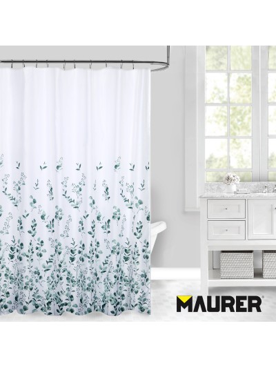 Cortina Ducha Tela Flores 180 x 200 cm. Cortina baño, Cortina Tela Impermeable Con Anillas