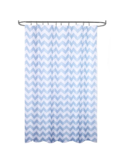 Cortina Ducha Tela Rayas Azul 180 x 200 cm. Cortina baño, Cortina Tela Impermeable Con Anillas