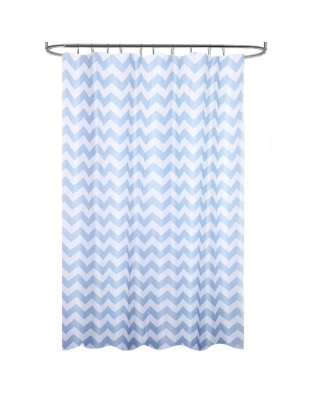 Cortina Ducha Tela Rayas Azul 180 x 200 cm. Cortina baño, Cortina Tela Impermeable Con Anillas