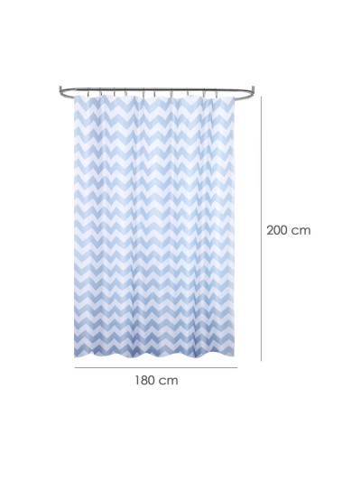 Cortina Ducha Tela Rayas Azul 180 x 200 cm. Cortina baño, Cortina Tela Impermeable Con Anillas