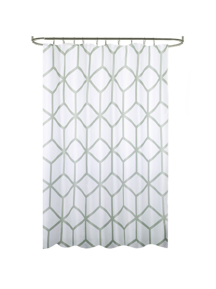 Cortina Ducha Tela Geometria 180 x 200 cm. Cortina baño, Cortina Tela Impermeable Con Anillas