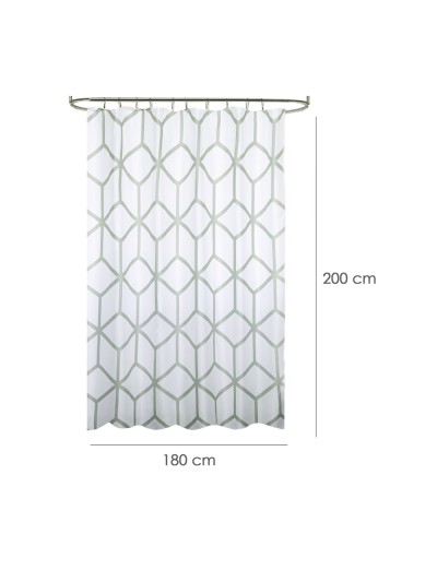 Cortina Ducha Tela Geometria 180 x 200 cm. Cortina baño, Cortina Tela Impermeable Con Anillas
