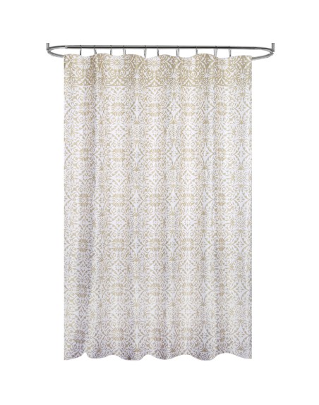 Cortina Ducha Tela Geometria Rosoni 180 x 200 cm. Cortina baño, Cortina Tela Impermeable Con Anillas