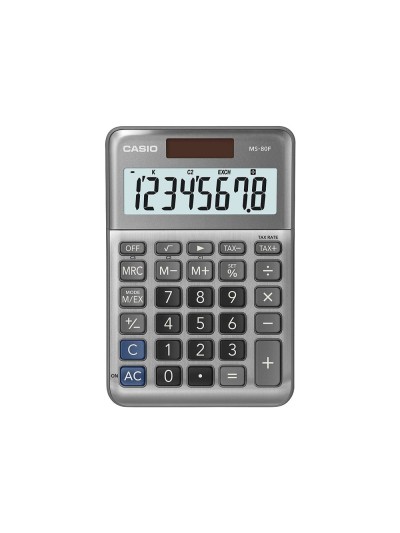 Calculadora casio ms-80f sobremesa 8 digitos tax +/- color plata
