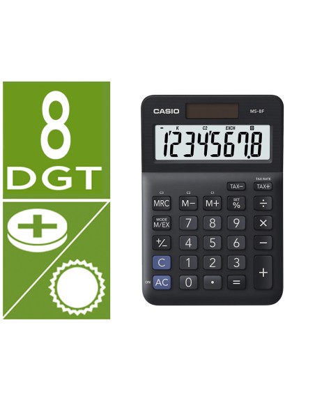 Calculadora casio ms-8f sobremesa 8 digitos tax +/- color negro
