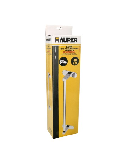 Toallero Barra 40 cm. Color Inox Con Efecto Espejo, Autoadhesivo Resistente, Porta Toallas, Toallero Adhesivo Pared/Mueble