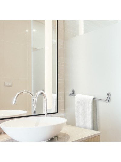 Toallero Barra 60 cm. Color Inox Con Efecto Espejo, Autoadhesivo Resistente, Porta Toallas, Toallero Adhesivo Pared/Mueble
