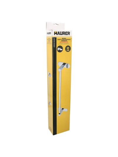 Toallero Barra 60 cm. Color Inox Con Efecto Espejo, Autoadhesivo Resistente, Porta Toallas, Toallero Adhesivo Pared/Mueble
