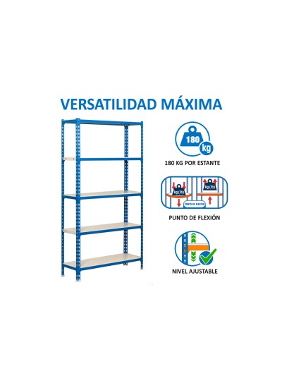 Estanteria metalica simonrack kit simonclick mini 5/400 color azul/blanco 5 estantes 180 kg por estante 180x80x40cm
