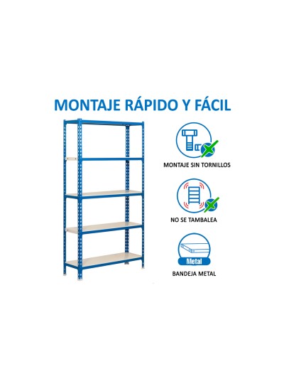 Estanteria metalica simonrack kit simonclick mini 5/400 color azul/blanco 5 estantes 180 kg por estante 180x80x40cm