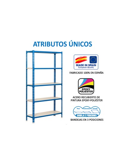 Estanteria metalica simonrack kit simonclick mini 5/400 color azul/blanco 5 estantes 180 kg por estante 180x80x40cm