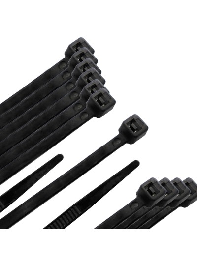 Brida Nylon 100%. Color Negro 2,5 x 100 mm. Bolsa 100 unidades. Abrazadera Plastico, Organizador Cables, Alta Resistencia