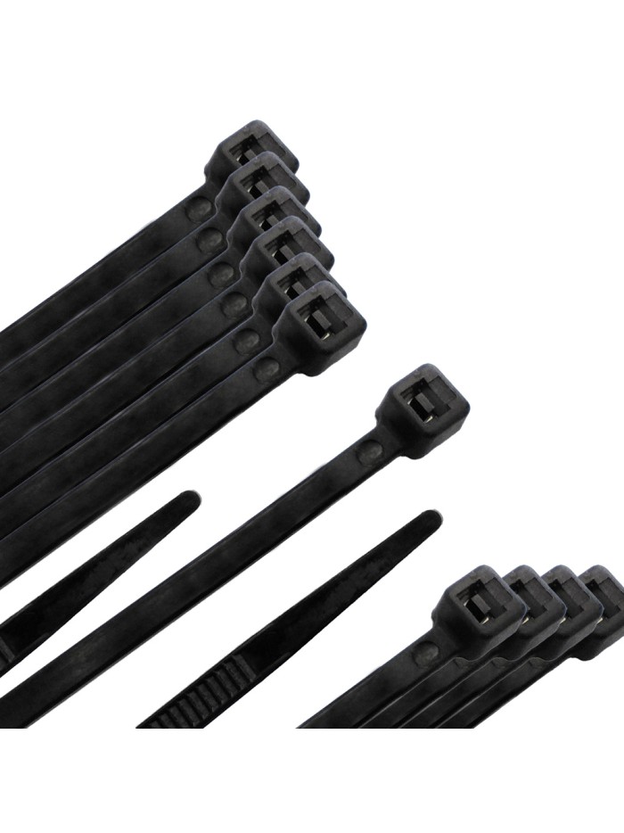 Brida Nylon 100%. Color Negro 2,5 x 100 mm. Bolsa 100 unidades. Abrazadera Plastico, Organizador Cables, Alta Resistencia