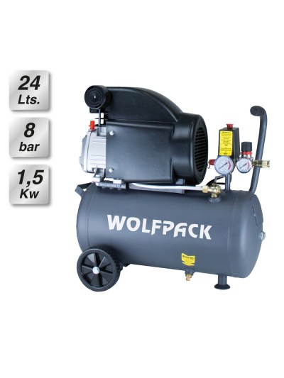 Compresor Aire Wolfpack 24 Litros / 8 Bares / 1,5 Kw - 2,0 HP