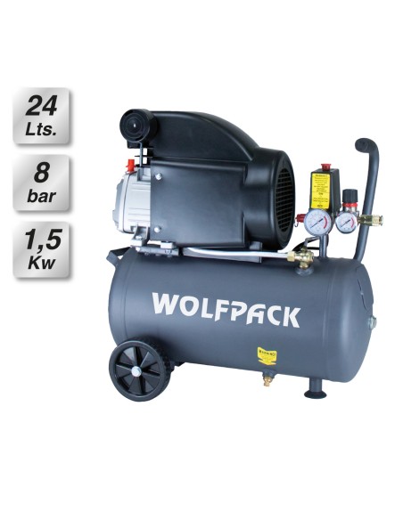 Compresor Aire Wolfpack 24 Litros / 8 Bares / 1,5 Kw - 2,0 HP