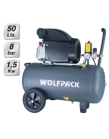 Compresor Aire Wolfpack 50 Litros / 8 Bares / 1,5 Kw - 2,0 HP