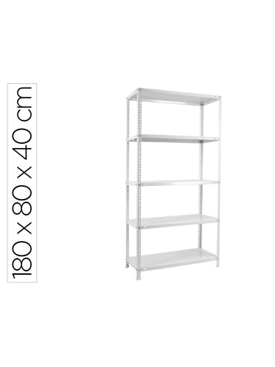 Estanteria metalica simonrack kits advantage mini 5/400 color blanco 5 estantes 75 kg por estante 180x80x40 cm
