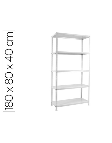 Estanteria metalica simonrack kits advantage mini 5/400 color blanco 5 estantes 75 kg por estante 180x80x40 cm