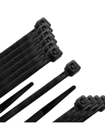 Brida Nylon 100%. Color Negro 4,5 x 360 mm. Bolsa 100 unidades. Abrazadera Plastico, Organizador Cables, Alta Resistencia