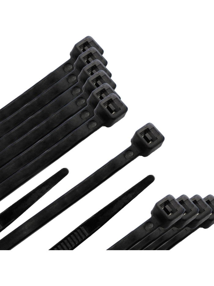 Brida Nylon 100%. Color Negro 4,5 x 360 mm. Bolsa 100 unidades. Abrazadera Plastico, Organizador Cables, Alta Resistencia