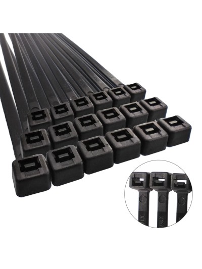 Brida Nylon 100%. Color Negro 3,6 x 370 mm. Bolsa 100 unidades. Abrazadera Plastico, Organizador Cables, Alta Resistencia