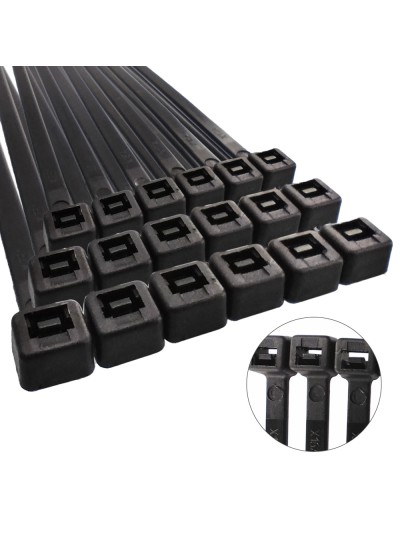 Brida Nylon 100%. Color Negro 7,5 x 360 mm. Bolsa 100 unidades. Abrazadera Plastico, Organizador Cables, Alta Resistencia