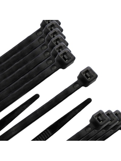 Brida Nylon 100%. Color Negro 9,0 x 780 mm. Bolsa 100 unidades. Abrazadera Plastico, Organizador Cables, Alta Resistencia