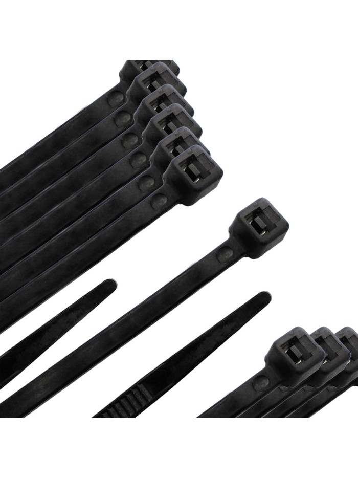 Brida Nylon 100%. Color Negro 9,0 x 780 mm. Bolsa 100 unidades. Abrazadera Plastico, Organizador Cables, Alta Resistencia