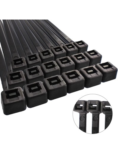 Brida Nylon 100%. Color Negro 9,0 x 780 mm. Bolsa 100 unidades. Abrazadera Plastico, Organizador Cables, Alta Resistencia