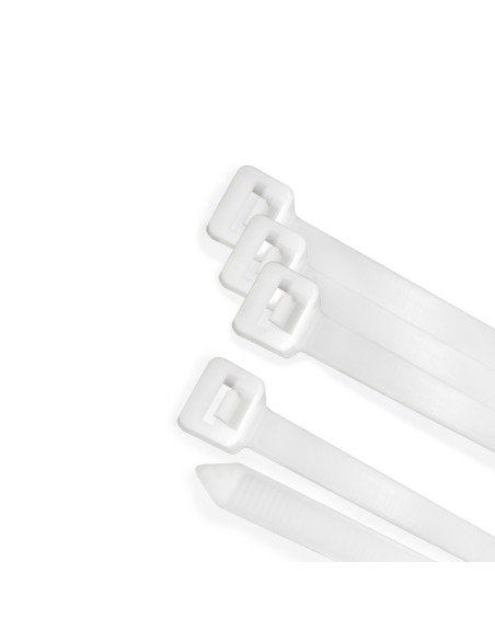 Brida Nylon 100%. Color Blanco / Natural 3,6 x 370 mm. 100 Piezas. Abrazadera Plastico, Organizador Cables, Alta Resistencia
