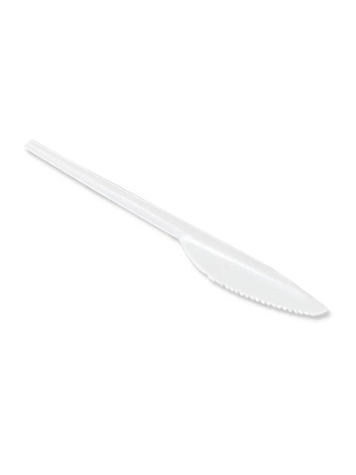 Cuchillo de plastico blanco reutilizable paquete de 100 unidades