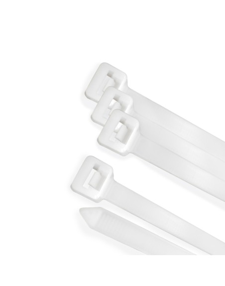 Brida Nylon 100%. Color Blanco / Natural 4,5 x 360 mm. 100 Piezas. Abrazadera Plastico, Organizador Cables, Alta Resistencia